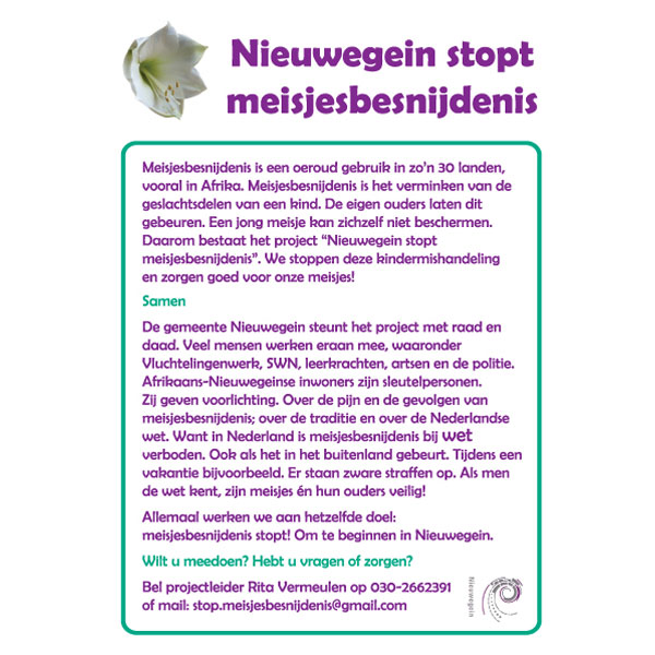 flyer Gemeente Nieuwegein stopt meisjesbesnijdenis